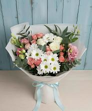 Букет цветов из:  Розы, Лизиантусы и Хризантемы в Глазынино