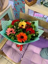 Букет цветов из:  Герберы, Хризантемы и Альстромерии #REPLACE_PRED# Глазынино