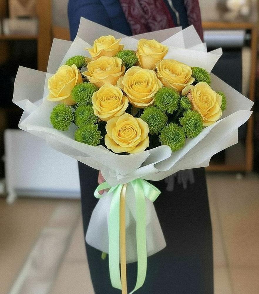 Букет цветов из: Хризантемы и Розы в Глазынино