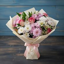 Букет цветов из:  Хризантемы, Альстромерии и Розы в Глазынино