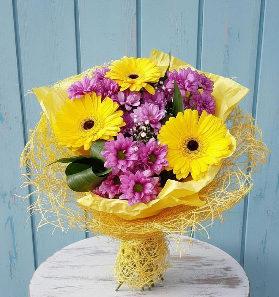 Букет цветов из: Хризантемы и Герберы в Глазынино