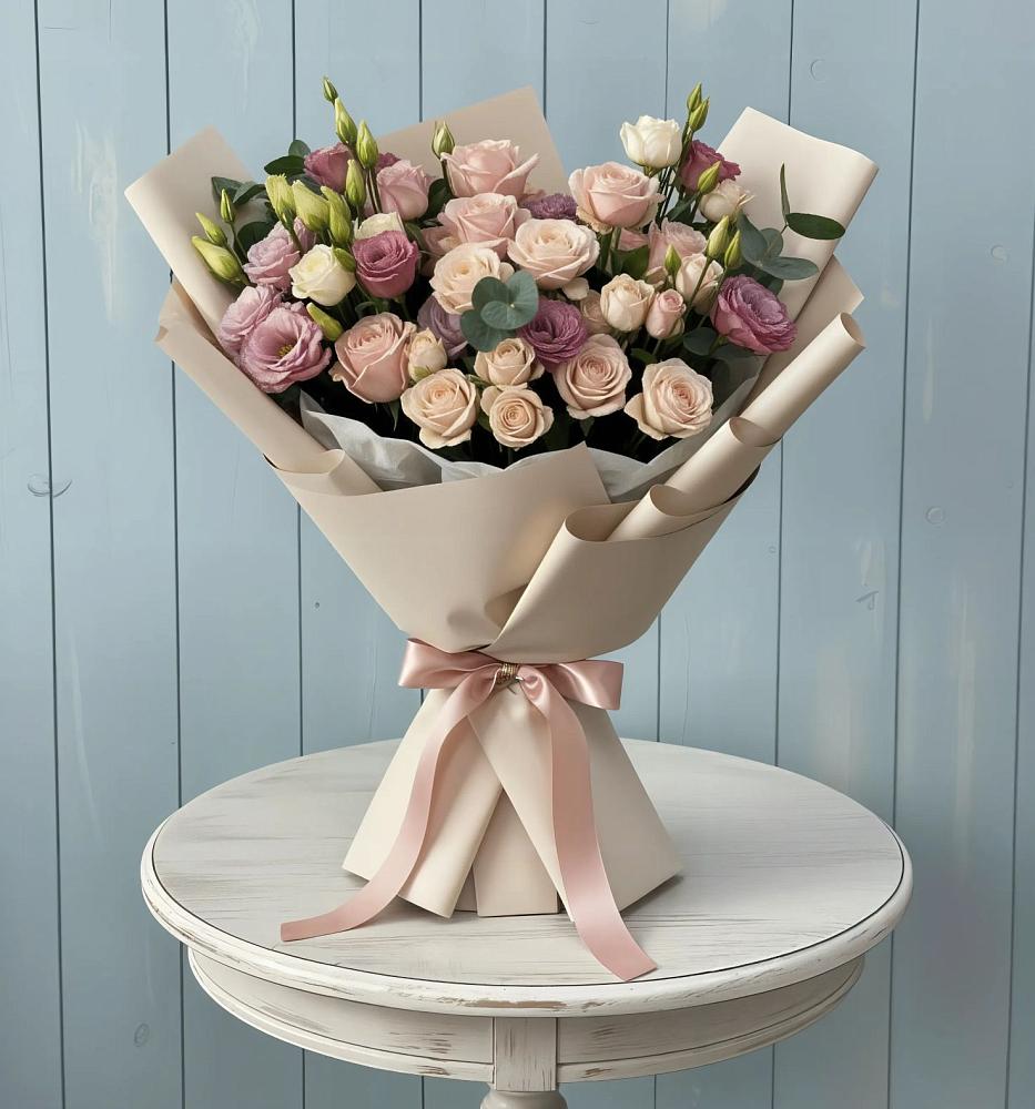 Букет цветов из: Розы и Лизиантусы в Глазынино