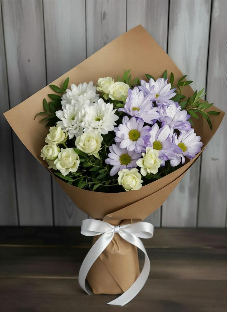 Букет цветов из: Хризантемы и Розы в Глазынино